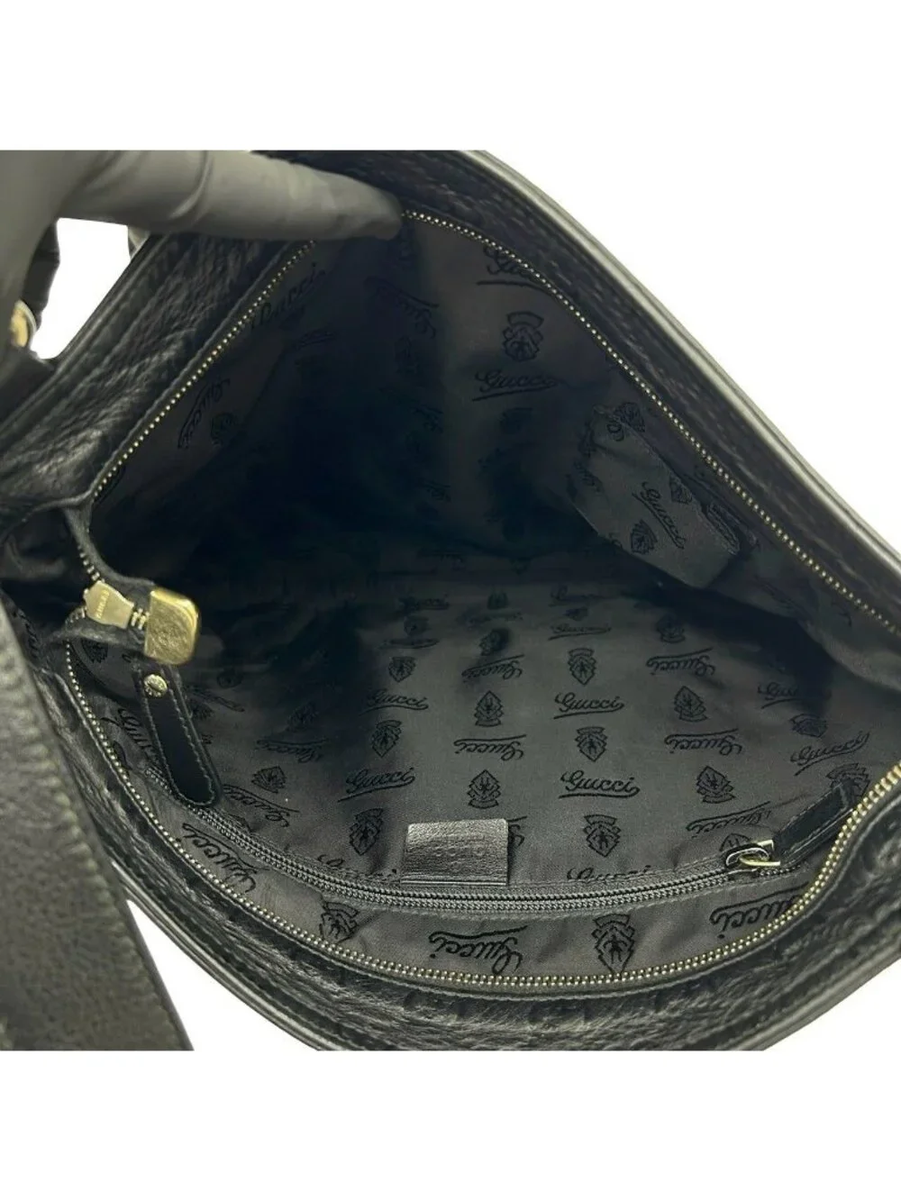Gucci Guccissima GG All Over Pattern Log Leather Shoulder Bag Cross Crossbody